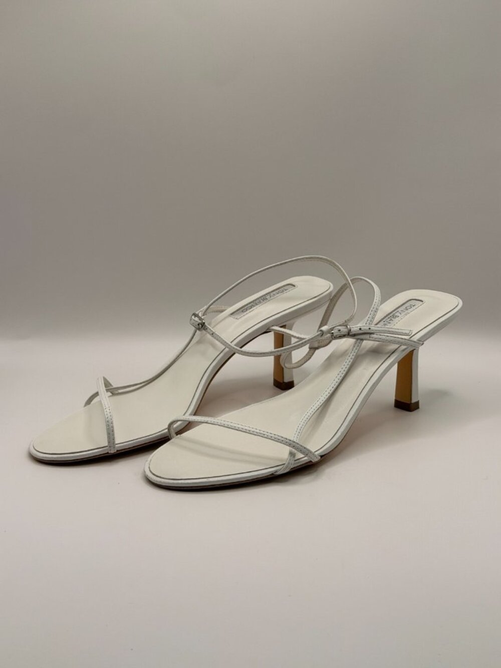 Tony Bianco Womens White Leather Kid Strap Caprice Heel  Sandal Sz 9